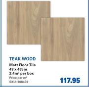 Teak Wood Matt Floor Tile 43 x 43cm-Per Sqm