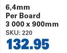 Gyproc Rhino Board 6.4mm-3000 x 900mm Per Board