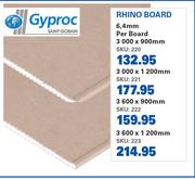 Gyproc Rhino Board 6.4mm-3000 x 900mm Per Board