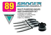Shogun Multi Purpose Knives and Sharpener Set-Per Set