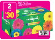 Twinsaver Facial Tissues-2 x 180 Pack