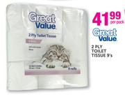 Great Value 2 Ply Toilet Tissue-9 Pack