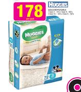 Huggies Gold Boys/Girls Size 3-72's/Size 4-60's/Size 4+-54's/Size 5-50's-Per Pack