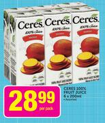 Ceres 100% Fruit Juice-6 x 200ml Per Pack