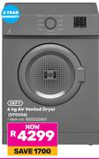 Defy 6Kg Air Vented Dryer DTD236 850022861