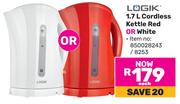Logik 1.7L Cordless Kettle Red Or White 850028243/8253