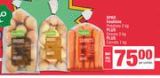 Spar Freshline Potatoes 2Kg Plus Onions 2Kg Plus Carrots 1Kg-For All