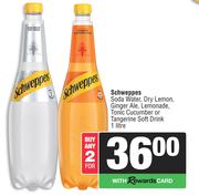 Schweppes Soda Water,Dry Lemon,Ginger Ale,Lemonade,Tonic Cucumber/Tangerine Soft Drink-For Any 2x1Lt