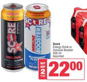 Score Energy Drink Or Immune Booster Assorted-For Any 2 x 500ml