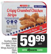 Spar Southern Style Crumbed Chicken Bites,Strips,Wings Or Fillets-500g Each