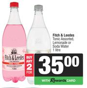 Fitch & Leedes Tonic Assorted, Lemonade Or Soda Water-For Any 2 x 1Ltr