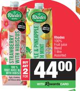 Rhodes 100% Fruit Juice Blend Assorted-For Any 2 x 1Ltr