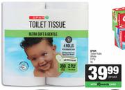 Spar Toilet Rolls (White) 2 Ply-4 Per Pack