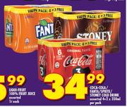 Coca Cola/Fanta/Sprite/Stoney Cold Drink Cans-4+2x330ml Per Pack