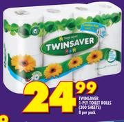 Twinsaver 1-Ply Toilet Rolls (300 Sheets) 8-Per Pack