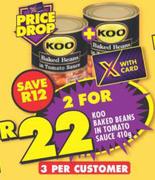 Koo Baked Beans In Tomato Sauce-For 2 x 410g
