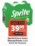 Sprite/Coca Cola/Stoney/Fanta Cold Drink All Variants-6 x 300ml Per Pack
