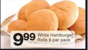 White Hamburgers Rolls-6's Per Pack