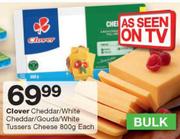 Clover Cheddar/White Cheddar/Gouda/White Tussers Cheese-800g Each