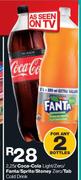 Coca Cola Light/Zero/Fanta/Sprite/Stoney Zero/Tab Cold Drink-2 x 2.25Ltr