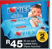 Lovies Baby Wipes Assorted-80 Per Pack