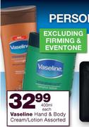 Vaseline Hand & Body Cream/Lotion Assorted-400ml Each