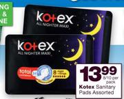 Kotex Sanitary Pads Assorted-8/10 Per Pack