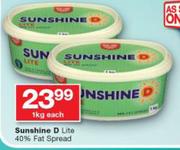 Sunshine D Lite 40% Fat Spread-1Kg Each