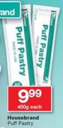 Housebrand Puff Pastry-400g Each