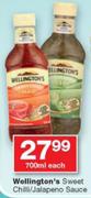 Wellington's Sweet Chilli/Jalapeno Sauce-700ml Each
