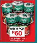 Rhodes Tinned Tomatoes Assorted-5x410g
