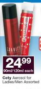 Coty Aerosol For Ladies/ Men-90ml/ 120ml Each