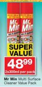 Mr Min Multi Surface Cleaner Value Pack-2x300ml Per Pack