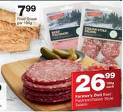 Farmer's Deli Beef Pasterami/Italian Style Salami-100g Each