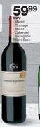 KWV Merlot, Pinotage, Shiraz, Cabernet Sauvignon-750ml Each
