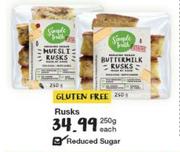 Gluten Free Rusks-250g Each