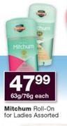 Mitchum Roll On For Ladies Assorted-63g/76g Each