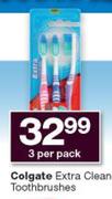 Colgate Extra Clean Toothbrushes-3 Per Pack