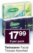 Twinsaver Facial Tissues Assorted-8 Per Pack