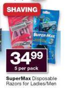 Super Max Disposable Razors For Ladies/Men-5 Per Pack