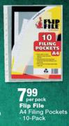 Flip File A4 Filing Pockets 10 Pack-Per Pack