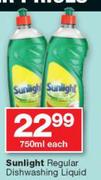 Sunlight Regular Dishwashing Liquid-750ml Each