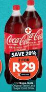 Coca-Cola Original Taste Less Sugar Cold Drink-For 2 x 1.5Ltr