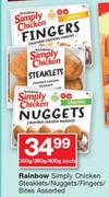Rainbow Simply Chicken Steaklets/Nuggets/Fingers/Bites-350g/360g/400g Each