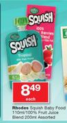 Rhodes Squish Baby Food 110ml/ 100% Fruit Juice Blend 200ml-Each