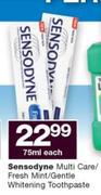 Sensodyne Multi Care/ Fresh Mint/ Gentle Whitening Toothpaste-75ml Each