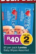Lovies Baby Wipes-2x80 Per Pack