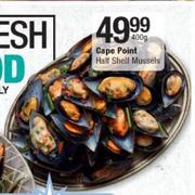 Cape Point Half Shelf Mussels-400g