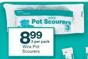 Housebrand Wire Pot Scourers-3 Per Pack