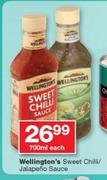Wellington's Sweet Chilli/Jalapeno Sauce-700ml Each